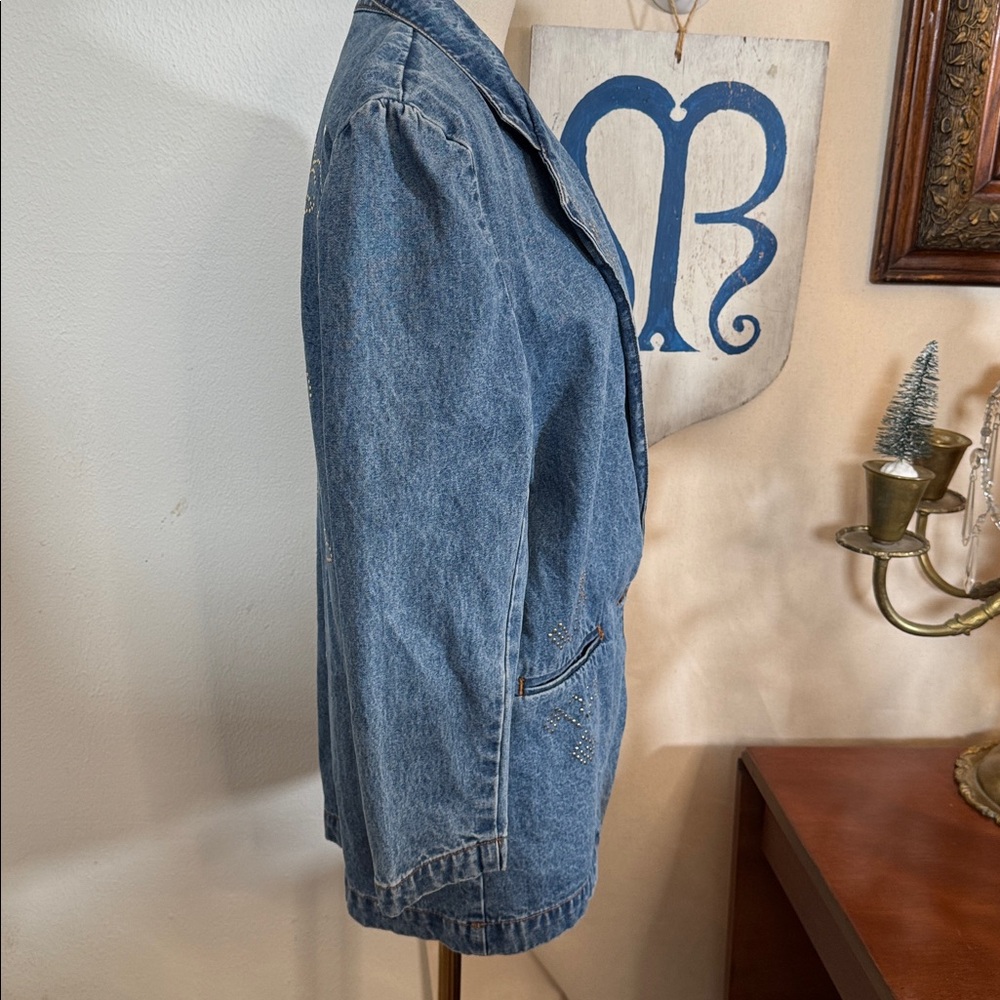 80s Vintage Jordache Embellished Blue Jean Jacket - Picture 6 of 7